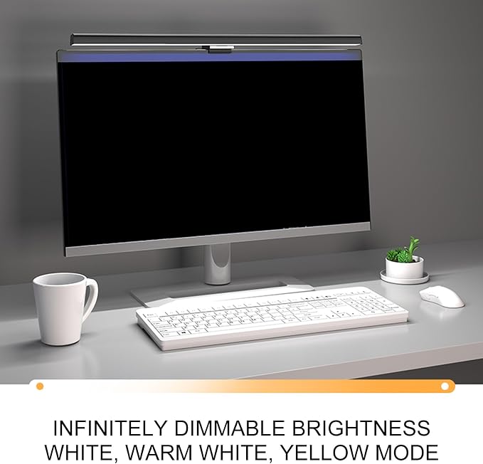 Computer Monitor Lamp, LED Screen Light Bar for Eye Caring, Stepless Dimmable, Touch Control, Office Monitor Light (White)