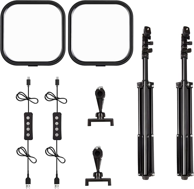 2-Pack LED Video Light Kit, 15W Studio Light,2500-8500K Color temperatue with Tripod Stand&Phone Holder,78" Dimmable Stream for Video Recording, Game Streaming, Photography, YouTube