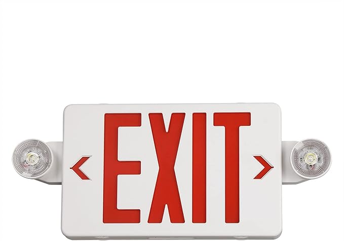 TANLUX Red Exit Sign with Emergency Lights, LED Emergency Exit Light with Battery Backup, UL Listed, AC 120/277V, Commercial Emergency Lights Combo for Business - 6 Pack