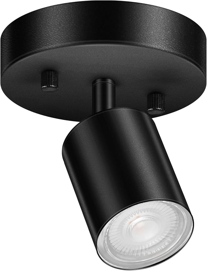 Track Lighting Fixture Ceiling, Modern LED Track Lighting Kit, Black Ceiling Light for Kitchen, Rotatable Spotlight Heads, Wall Mount Spot Lighting for Island/Bedroom(GU10 Socket, NO Bulb)