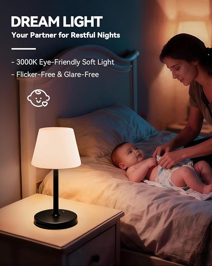 SAIWEYA Outdoor Waterproof Shower Lamp, 5200mAh Rechargeable Bathroom Lamp | IP65 Cordless Shower Light, Touch Dimming, Long-Lasting Battery, Versatile for Patio, Camping, Bathroom, Restaurant & Kitchen