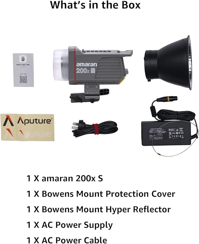 amaran 200x S 200W Bi-Color LED Video Light App Control Studio Light | DC/AC Power Supply Bowens Mount Silent Fan Photography Lighting CRI: 95+, TLCI: 98+ 9 Built-in Lighting FX