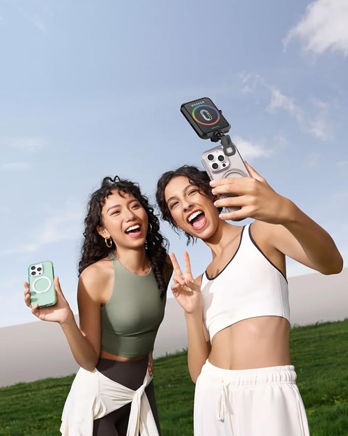 Portable Selfie Light for iPhone: Rechargeable Phone Fill Lights, Ring Light for Camera Picture, Makeup Photo, Video Conferences, Laptop Use, Zoom Meetings, TikTok, Vlog Photography Magnetic RGB