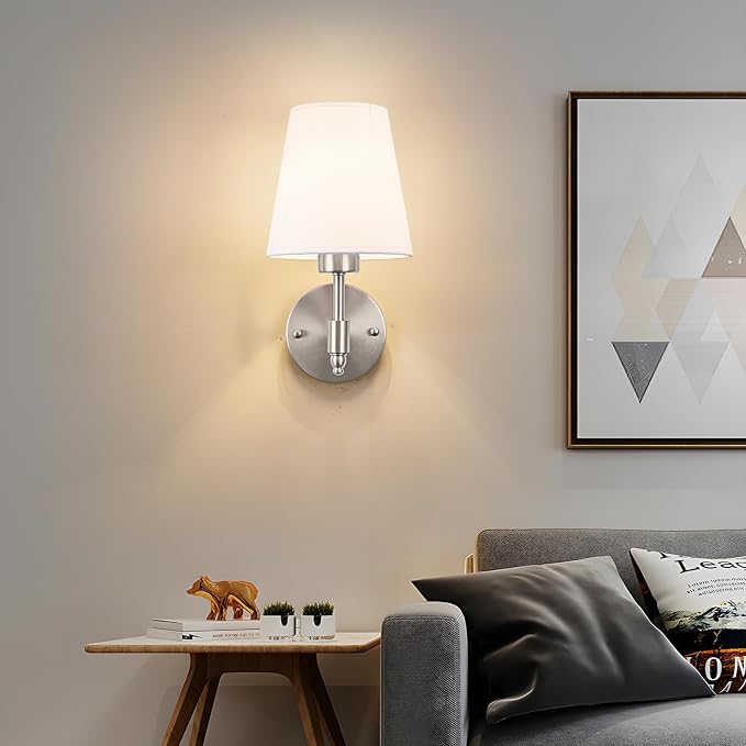 Peel and Stick Wall Sconces, Stick On Wall Sconce Set of 2, Battery Operated Wireless Adhesive Wall Lights, Corn Bulb with 10000mAh Battery, Easy Install for Bedroom Living Room Wall Decor