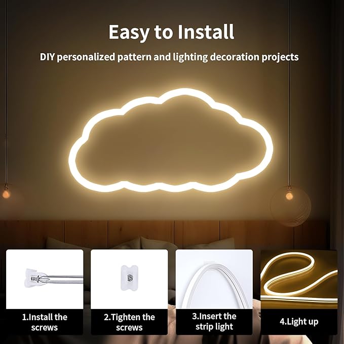 iNextStation 12V Warm White LED Strip Lights 16.4FT, Flexible Silicone Neon Rope Light, Waterproof, Cuttable, Dimmable & Linkable, for Cabinet, Ceiling, Wall, Bedroom, Kitchen, Garage (No Adapter)
