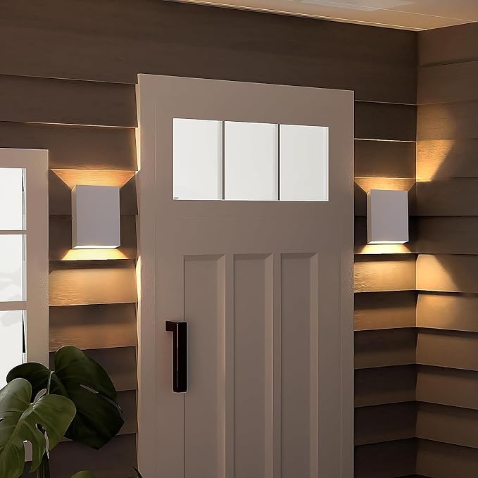 KICAAO LED Wall Sconces 4 Pack, 12W Modern Wall Lamp, White Up Down Wall Mount Lights for Living Room Hallway Bedroom Decor, Hardwired Aluminum Wall lamp