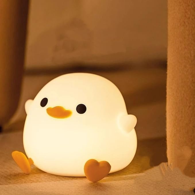 Tap Control Cute Cartoon Silicone USB Rechargeable Night Light, Squeeze Soft Silicone Animal Timing Bedside Sleep Lamp