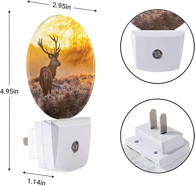 EKOBLA Reindeer Night Light Dusk Nature Scenery Elk Animal Deer Night Lights Plug into Wall Dusk to Dawn Auto on Off Home Decorative Nightlight LED Gifts for Women