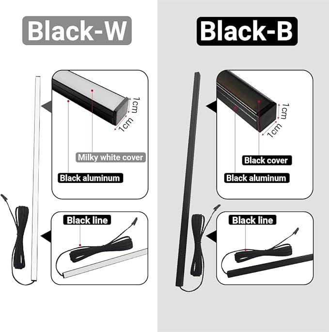 HAMRVL Black LED Recessed Lighting Kit - 8 PCS 3000K Warm White LED Strip Lights with Touch Control, Dimmable Self-Adhesive Wall Panel Lights for Wood Slat Wall Panels, Under Cabinet (Black Cover)