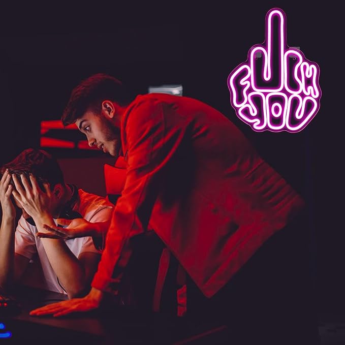 Letters Gesture Neon Signs for Wall Pink LED Neon Lights USB Neon Wall Light Neon Bar Light Up Sign for Bedroom Party Pub Game Zone Decoration