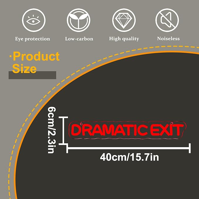 Allball Dramatic Exit Neon Sign,USB Powered Theater LED Neon Light Cinema Decor, for Office Game Room Movie Theate Dramatic Room Movieroom Sign(15.7 * 2.3 In)