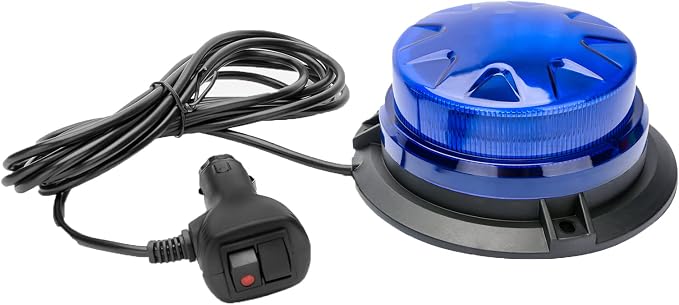 Blue Led Emergency Strobe Beacon Lights for Car Vehicles 12V 24V 24-LEDs | Magnetic Mount, 8 Flash Model, Warning Safety Flashing, Rooftop Signal Lamp for Forklife Construction Truck Tractor Golf SUV