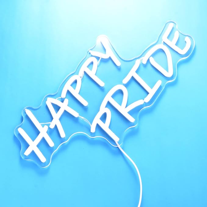 Happy Pride Neon Signs Colorful Letters LED Light up Pride Day Rainbow Neon LED Sign Gift for Transgender Pansexual Bisexual LGBT Gay Art Modern Lamp Decorative Lesbian Party