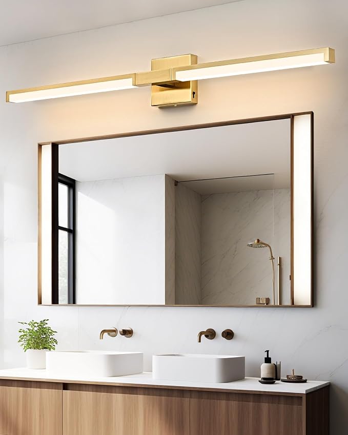 40 Inch Bathroom Vanity Light Fixtures, Gold Modern Light Fixtures Over Mirror, 24W 5CCT Dimmable Wall Light