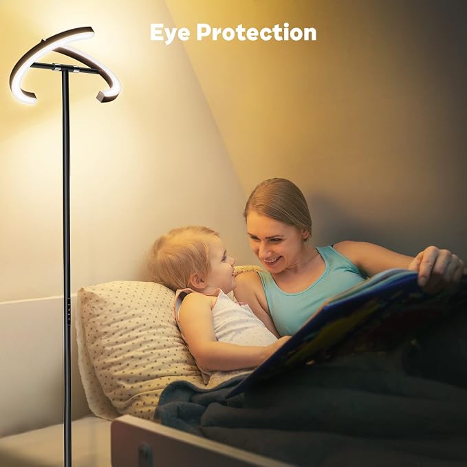 Upgraded RGBCW Floor Lamp, Bright Color Changing RGB Standing Lamp, Modern Stepless Dimmable LED Tall Lamp with Remote Control, 20W 3000-6000K Floor Lamps for Living Room, Bedroom, Office