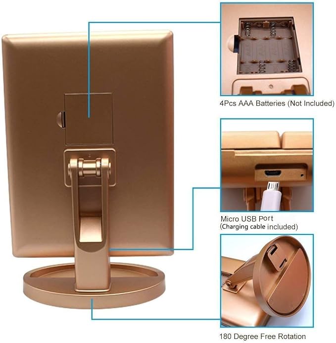 Infitrans Trifold Makeup Mirror Vanity Mirror with Lights,1X 2X 3X Magnification,Touch Control,Adjustable Rotation,Dual Power Supply,Portable Travel Cosmetic Mirror,Birthday Gifts for Women,Teengirls