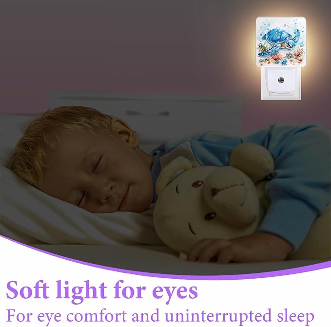 Sea Turtle Night Light,Plug-in Night Lights with Dusk-to-Dawn Sensor for Bedroom,Bathroom and Living Room Sleep Friendly lamp 0.5w