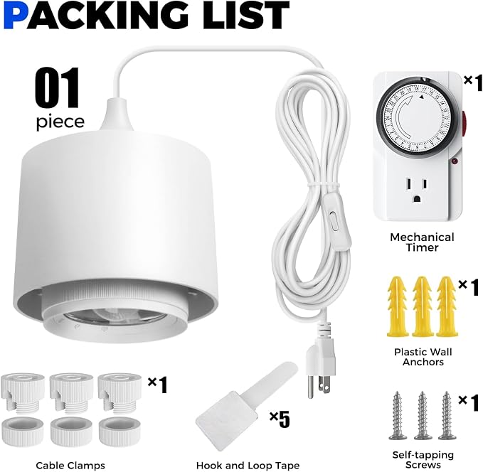 Barrina TR40 Hanging Plant Lights for Indoor Plant, 40W 5000K Full Spectrum | Adjustable Beam Angle (15°-60°), High PPFD, Spotlight Grow Light with Timer for Indoor, Large Tall Plant, Flowers, White