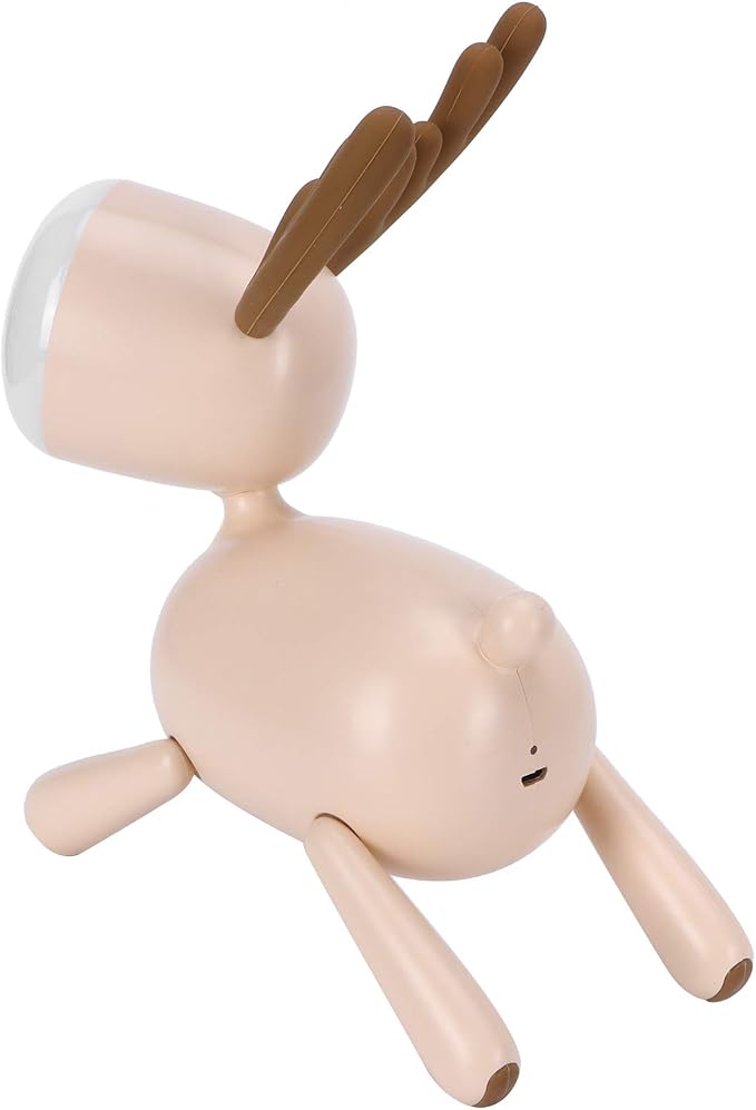 LED Night Light, Cute Deer Night Lamp, Cartoon Deer-Shaped Table Lamp, Portable Reading Table Night Lamp USB Charging Bedroom Decoration(Light Brown)