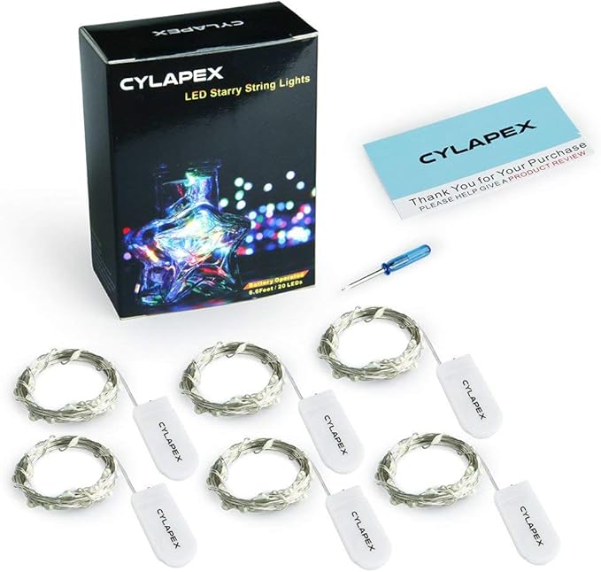 CYLAPEX 12 Pack Blue Fairy Lights String Battery Operated Fairy Lights Starry String Lights on 7ft Silvery Copper Wire DIY Christmas Decoration Costume Wedding Party Halloween Easter