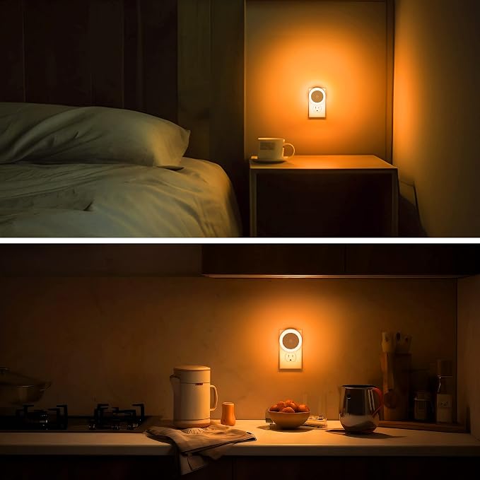 Amber Night Light Orange, LED Night Lights for Kids 4 Pack | Plug in Night Light, Hallway Lights, Wall Light, Nightlight for Adult, 0.6W 60LM