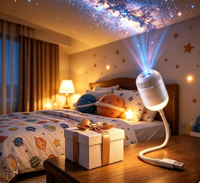 2027 New Hd Smart Dynamic 5D Holographic Night Light Projector, Plug and Play HD Star Projector with 24 Films , 360° Adjustable 2-in-1 Galaxy Projectors Night Light, USB Powered for Bedroom(12 Films)