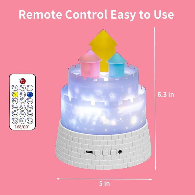 Carousel Kids Projector Night Light, 12 Music+23 Films, Rechargeable 1800mah Light Projector for Kid Room, 360 Rotating Night Light for Kids with Remote Timer, Princess Lamp for Girls Bedroom