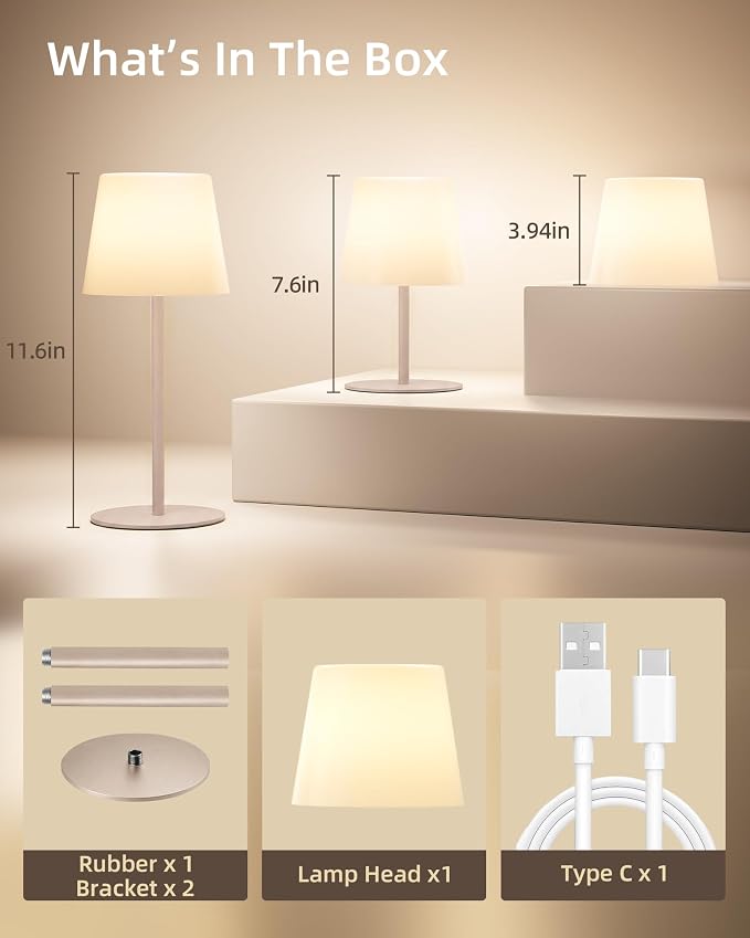 EZVALO IP65 Waterproof Shower Lamp –Spa-Like Bathroom Lamp, Rechargeable Cordless Mood Light, 3 Color Temps for Relaxing Bathroom & Bathtub Experience 1 Pack (Khaki)