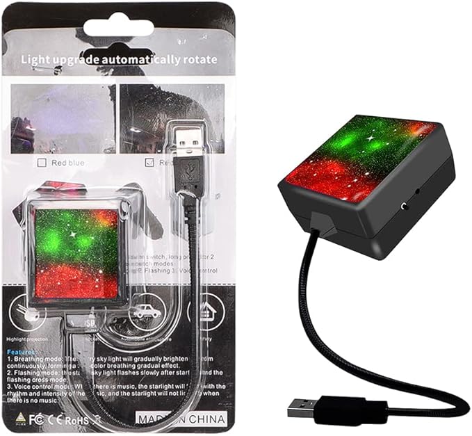 USB Star Projector Night Light Car Roof Light Adjustable Interior Car Light Portable Car LED Light 2 Colors Plug and Play Auto Ceiling Interior Light Star Light for Cars Bedroom Roof Party Home Decor