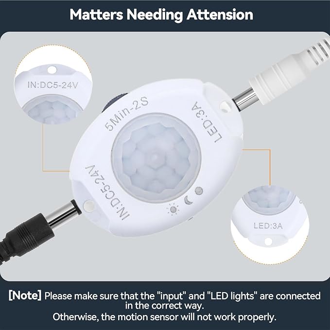 Under Bed Lights Motion Sensor COB LED Strip, 6.56Ft 6000K White Motion Activated LED Light Strip for Bedside, 24V Dimmable Motion Sensor Night Light COB Strip for Under Cabinet Stair Closet