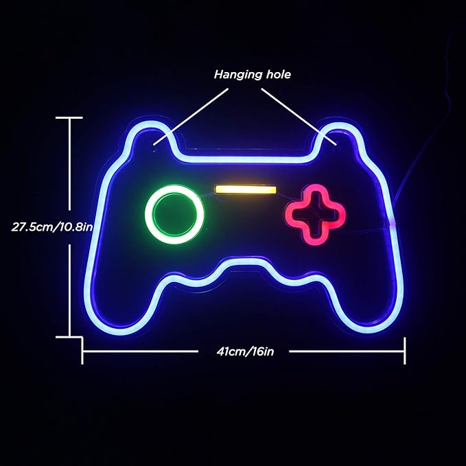 ineonlife LED Gamer Neon Sign Gaming Room Neon Signs for Game Room Wall Decor Boys Teen Bedroom Decorations Accessories and Decor Bar Party Man Cave Birthday Gifts for Teens