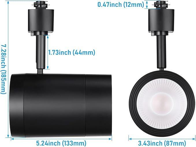 LEONLITE Retail Pro Series 17.5W LED H Track Lighting Heads, ETL Listed, Commercial Dimmable H Track Light Heads for Store Shop Restaurants, CRI90 Track Lighting, 4000K, Matte Black, Pack of 4
