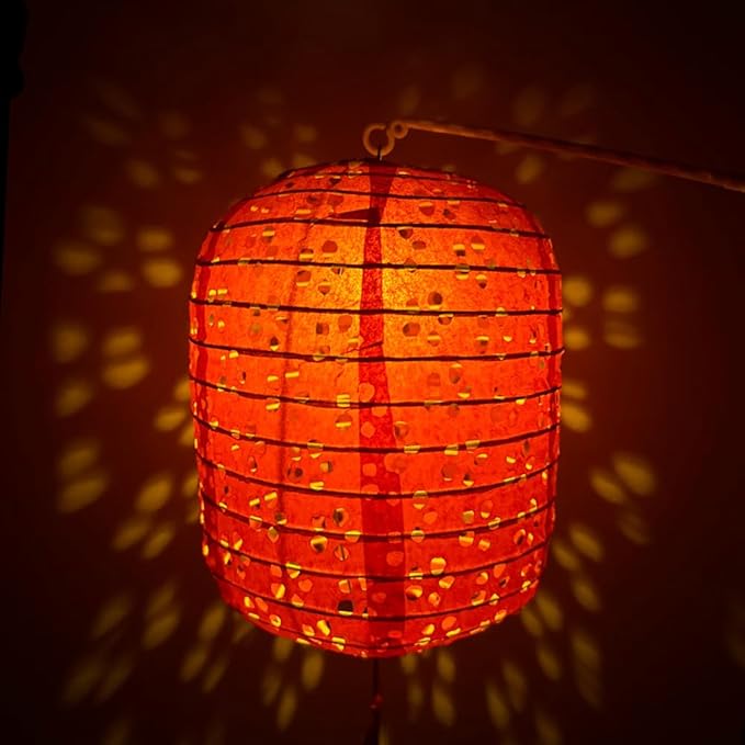 6Pcs Paper Lanterns Chinese Japanese Colorful Hanging Paper Lanterns with LED Lights 8inch Oval Decorative Asian Lanterns Lamps with Tassel Stick for Wedding Birthday Festival Party Decorations