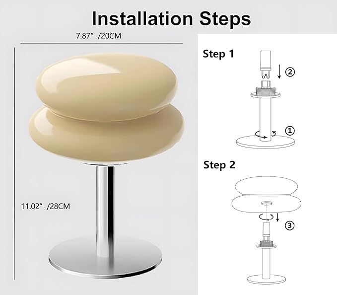 Mushroom Lamp Table Lamp for Night Stands,Mid Century Modern Desk Lamps for Bedroom, Vintage Dimmable Bedside Small Lamps, Cute Cool Home Room Aesthetic Decor for Living Room (Orange)