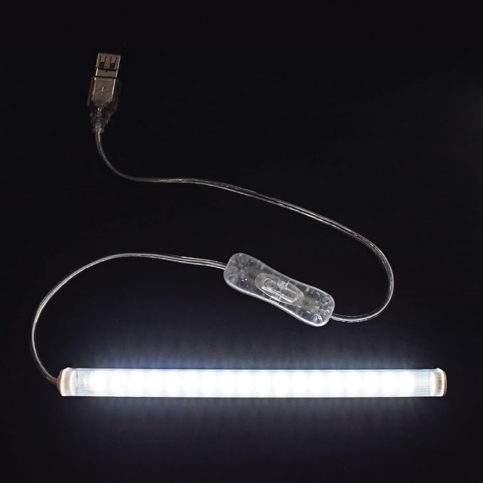 TrueColor USB-Powered LED Light Bar with Frosted Cover for Under Cabinet, Under Monitor, TV Backlight – Easy-Install - Adhesive & Mounting Brackets Included - 100,000 Hours Lifetime (12", Daylight)