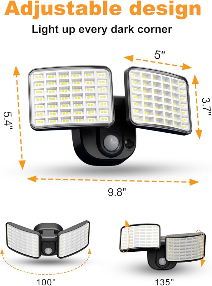 Battery Operated Outdoor Light, Rechargeable 2500LM & 4000LM Dual Modes Motion Sensor Outdoor Light, USB Charging Wireless Flood Light, Waterproof LED Security Lights for Garage,Yard,Shed,Porch