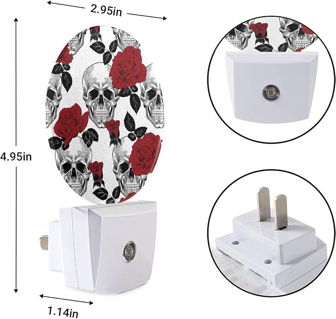 EKOBLA Halloween Rose and Skull Night Light, Vintage Seasonal Night Lights Plug Into Wall with Dusk to Dawn Sensor for All Ages
