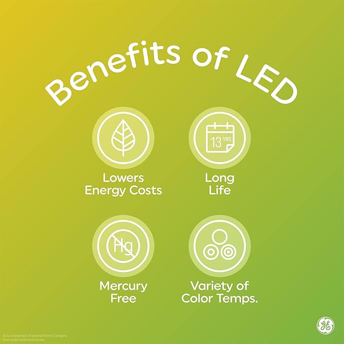 GE Relax LED Light Bulbs, 60 Watt, Soft White, A19 (4 Pack)
