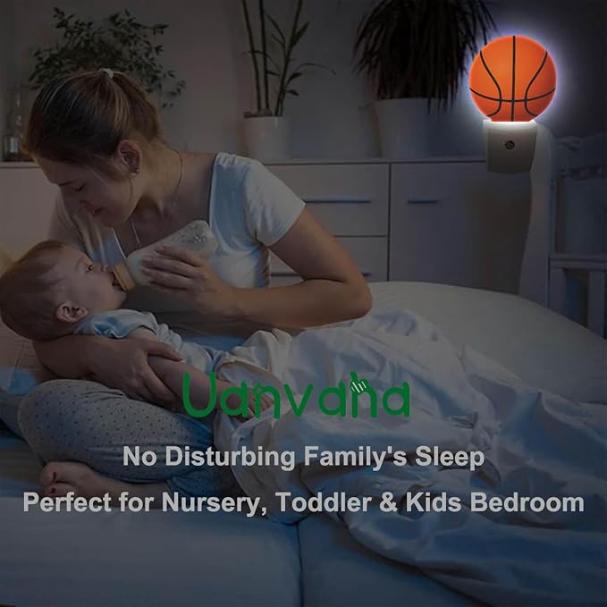 Sports Night Light Basketball Night Lamp for Boys Men Basketball Room Decor American Ball Night Lights Plug into Wall Dusk to Dawn Sensor for Birthday Christmas Gifts