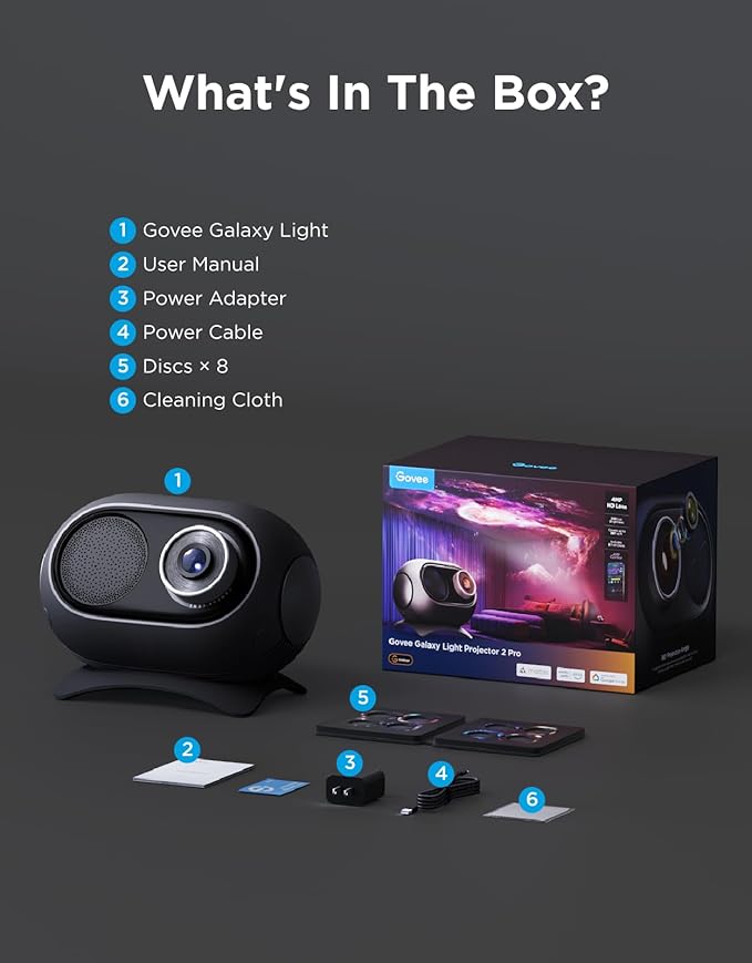 Govee Galaxy Light Star Projector 2 Pro, 4 Megapixel HD Lens, Planetarium Projector work with Matter, Night Light Projector with 20+ Preset Scenes, Star LED Lights Projector, Room Decor, Gift for Kids