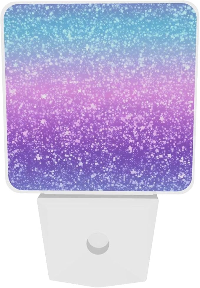 Colorful Rainbow Lightpurple and Pink and Blue LED Plug-in Night Lamp 2 Piece Set, Auto Sensor Emergency Nightlights Set of 2 for Dawn/Dusk Bedroom Kitchen Bathroom Stairs Hallway Toilet