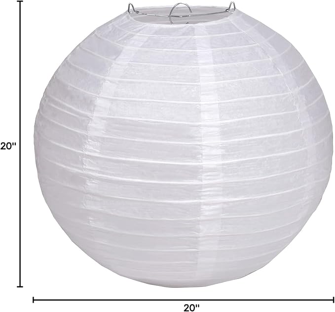 Pack of 6 Round Paper Lantern Lamp Paper Lanterns Party Decorations (White, 20"/50CM)