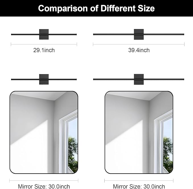 Battery Operated Wall Sconce, 3000K-6000K Dimmable Black Wall Lights with Remote Control, Timable LED Wireless Wall Sconces, 350° Ratate for Bathroom, Living Room, Hallway 39.4 Inch 1 Pack