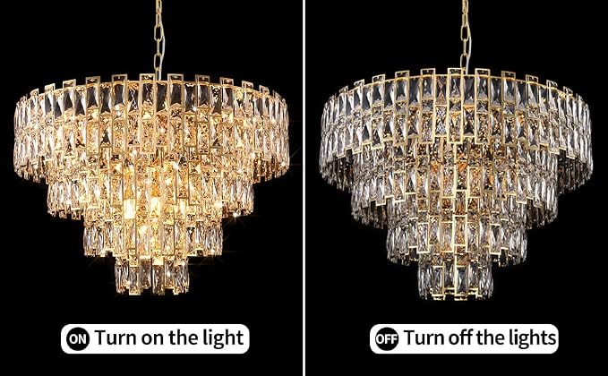 32" Luxury Crystal Chandelier for Dining Room, Modern Ceiling Light, French Empire Style with Premium K9 Crystals, Elegant Chrome Finish, Perfect for Living Room or Bedroom, 21-Light Fixtur (Gold)