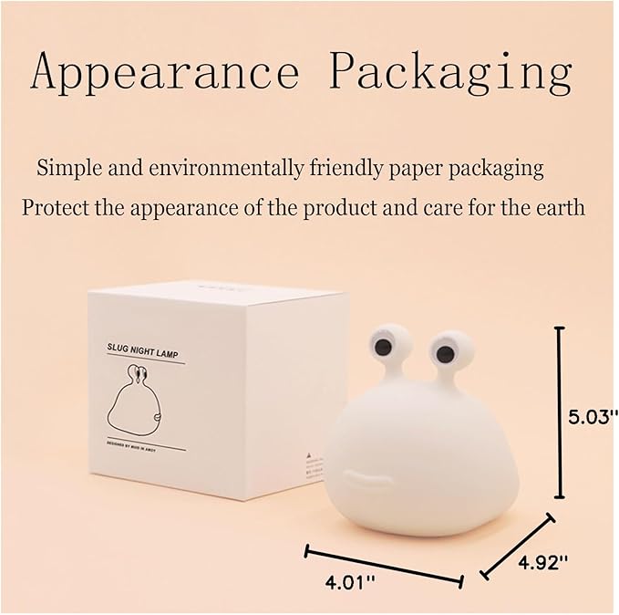 Slug Night Light, Led Portable USB Rechargeable Cute Night Light Animal Lamps with Sensor Timer Touch Lamp, Silicone for Kids Gift
