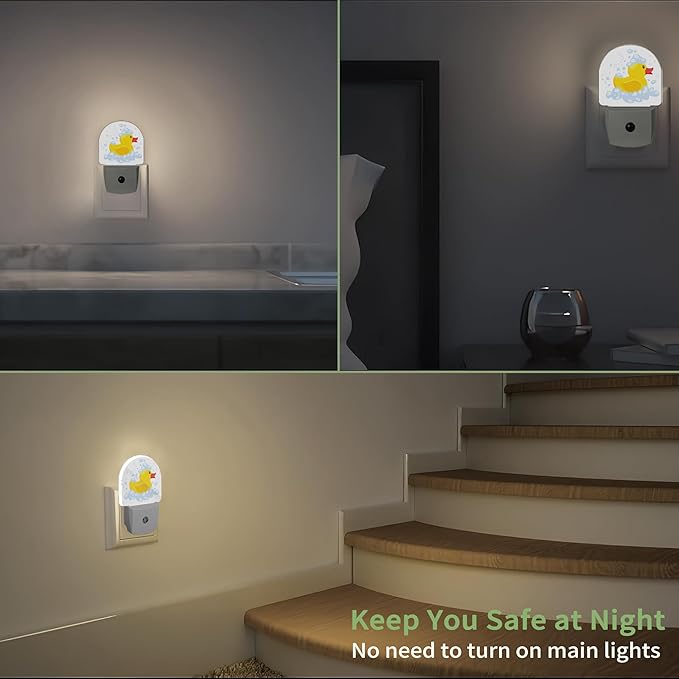 Yellow Rubber Duck Night Light, Cartoon Cute Night Light Plug into Wall with Dusk to Dawn Sensor, LED Lamp Energy Saving Lights for Men Women Boys Girls,Lamp for Bedroom Bathroom Hallway