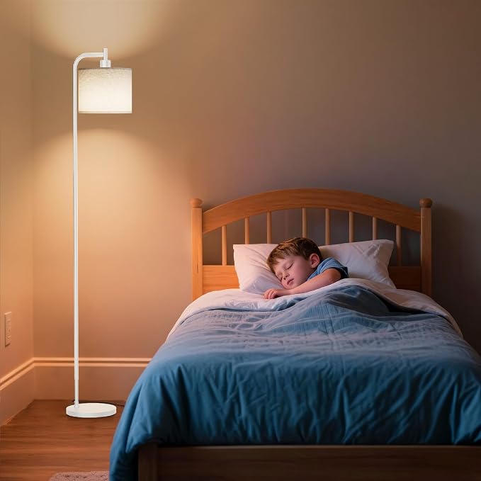 Floor Lamp for Living Room, Tall Standing Lamp with Linen Shade | Dimmable with Remote Control, 3 Color Temperatures, 9W LED Bulb Included, Ideal for Bedroom, Office and Reading Corner