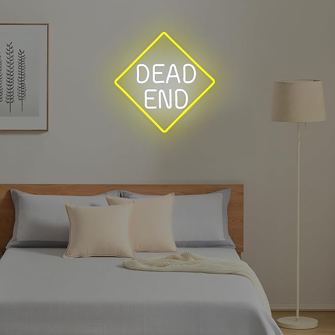Dead End Neon Sign for Wall Decor Led Neon Lights Dimmable Light Up Sign for Bedroom Wall Light Up Sign for Bedroom Halloween Home Bar Club Man Cave Garage Decor