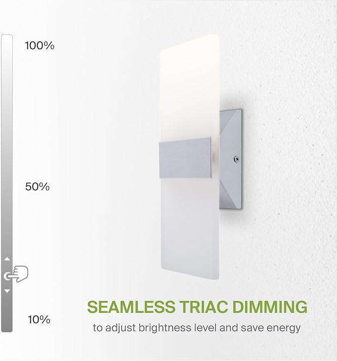 ASD 12 Inch Indoor LED Wall Sconce - 12W 2700K-5000K Dimmable Brushed Nickel Wall Sconce Lights for Living Room, Bedroom, Bathroom, Hallway - Modern Wall Sconces Hardwired, UL Interior Light, Set of 2