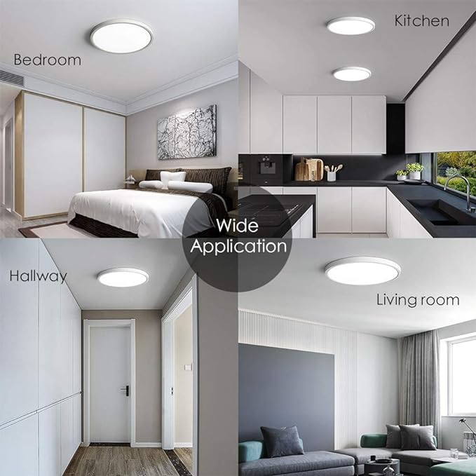 TALOYA 4 Pack 12 Inch LED Flush Mount Ceiling Light Fixture,20W 5CCT | Edge-Lit LED Ceiling Light Fixture for Bedroom,Kitchen,Laundry,Basement,Closet Room,3000K-6500K,110-240V Compatible,White